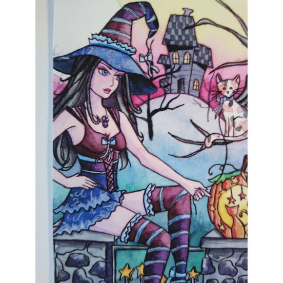 Halloween Postcard Nikki Burnette Gothic Witch Fantasy Rhea 2012 Limited To 35 - Picture 4 of 4